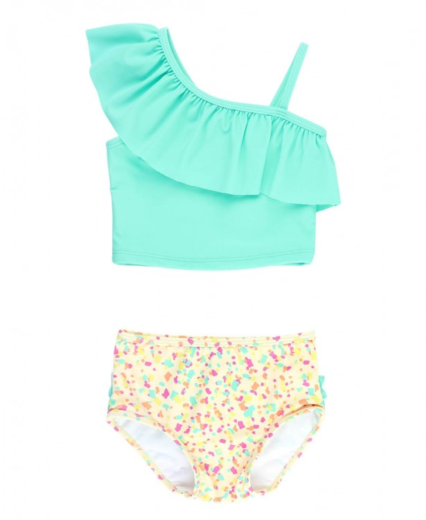 Confetti Beach Blue Ruffle Tankini