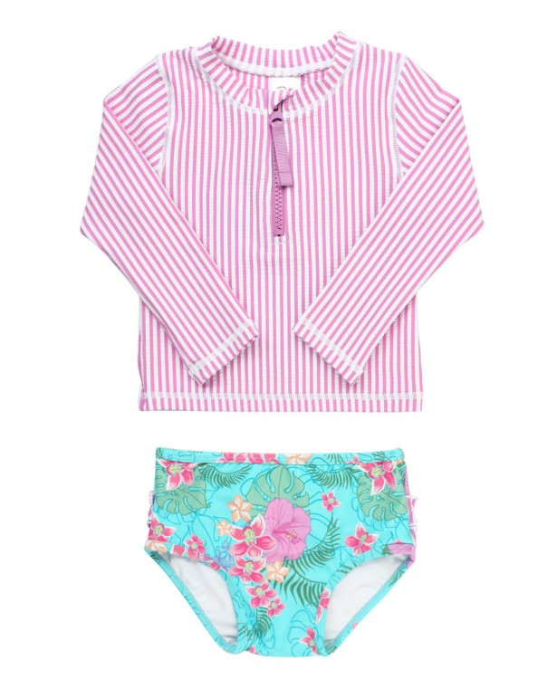 Orchid Oasis Long Sleeve Rash Guard Bikini