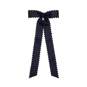 Wee Ones-Mini Scalloped Edge Grosgrain Bow with Streamer Tails