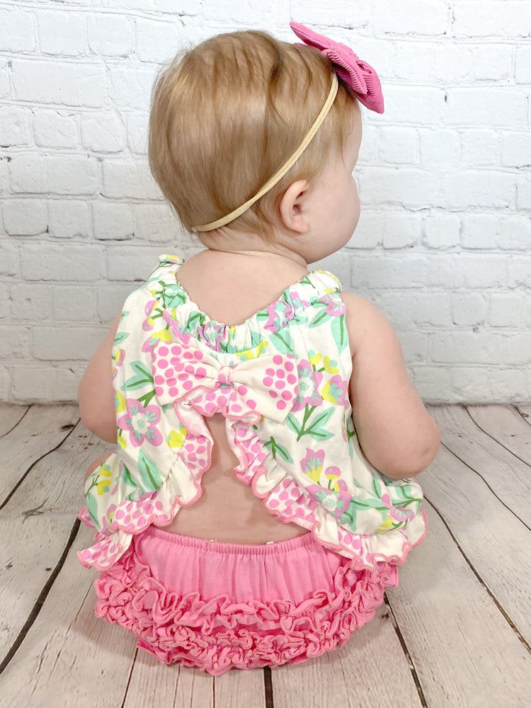 Pink Floral Ruffle Swing Top