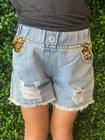 Cheetah Pocket Denim Shorts